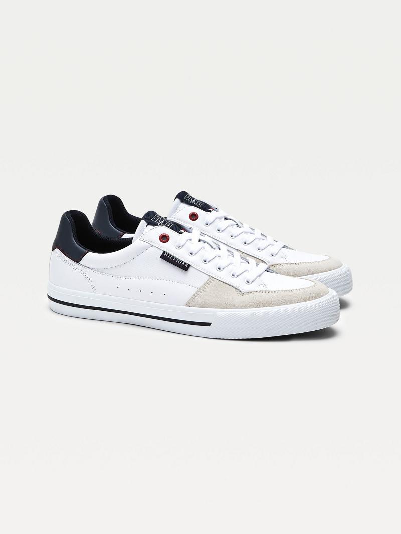 Férfi Tommy Hilfiger Hilfiger leather Sneaker Fehér | HU 1403NWY